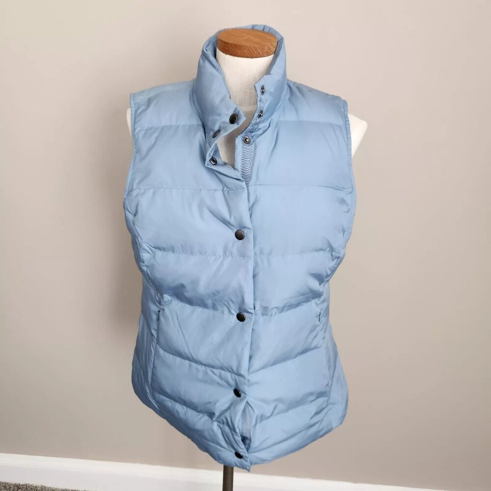 J. Jill Vest Womens Medium Down Light Blue Puffer Jacket